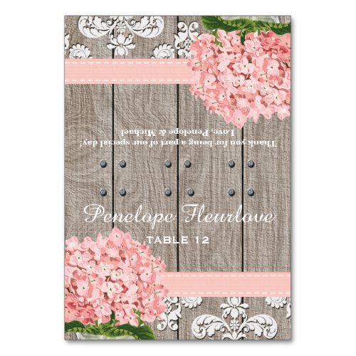 Pink Hydrangea Ribbon DIY Tent Place Card