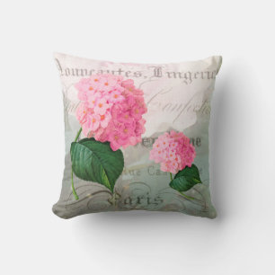 Pink Hydrangea Romantic French Accent Pillow