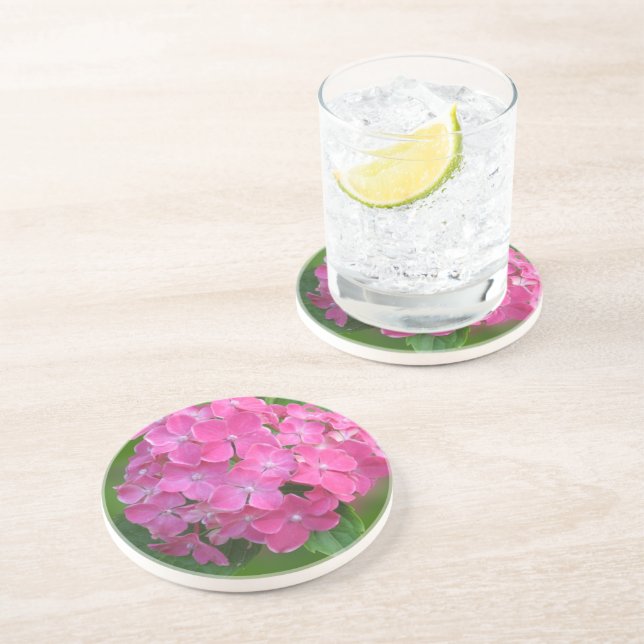 Pink Hydrangea Sandstone Coaster (Side)