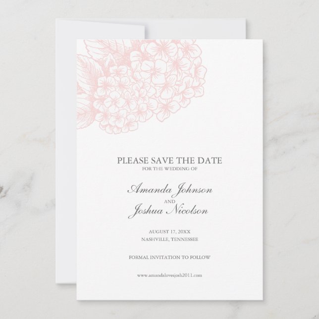 Pink Hydrangea Save the Date (Front)
