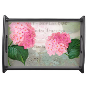 Pink Hydrangea Serving Tray
