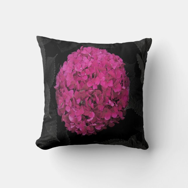 Pink hydrangea throw pillow (Front)