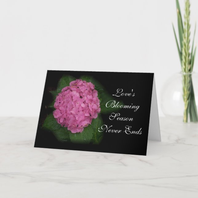 Pink Hydrangea Valentine Holiday Card (Front)