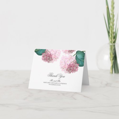 Pink Hydrangea Vintage Floral Wedding Thank You