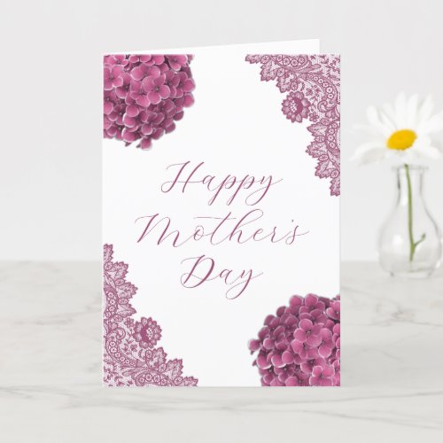 Pink Hydrangea Vintage Photo Happy Mothers Day Card