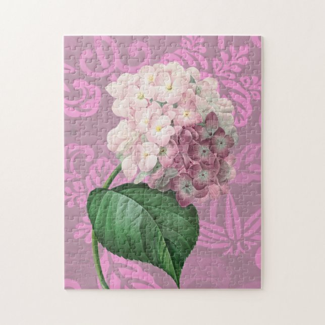 Pink Hydrangea Vintage Style Puzzle (Vertical)