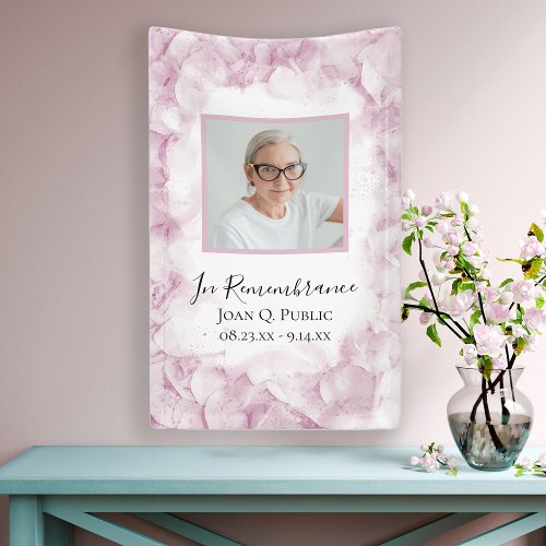 Pink Hydrangea Watercolor Celebration of Life Banner