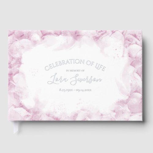 Pink Hydrangea Watercolor Celebration of Life Foil Guest Book