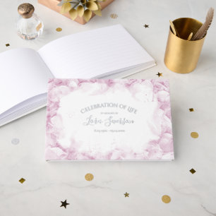 Pink Hydrangea Watercolor Celebration of Life Foil Guest Book
