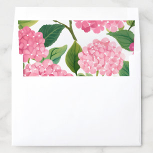 Pink Hydrangea Watercolor Floral Coastal Envelope Liner