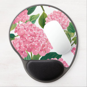Pink Hydrangea Watercolor Floral Coastal Gel Mouse Pad