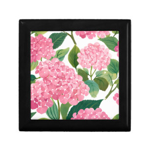 Pink Hydrangea Watercolor Floral Coastal Gift Box