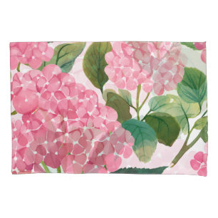 Pink Hydrangea Watercolor Floral Coastal Pillow Case