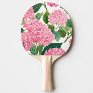 Pink Hydrangea Watercolor Floral Coastal Ping Pong Paddle