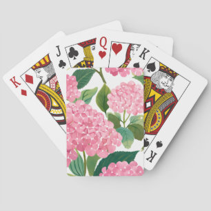 Pink Hydrangea Watercolor Floral Coastal Poker Cards
