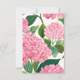 Pink Hydrangea Watercolor Floral Coastal Thank You Card