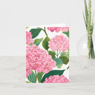 Pink Hydrangea Watercolor Floral Coastal Thank You Card
