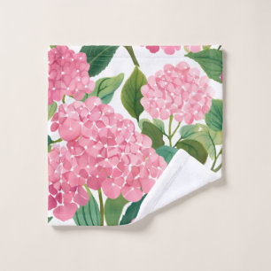 Pink Hydrangea Watercolor Floral Coastal Wash Cloth