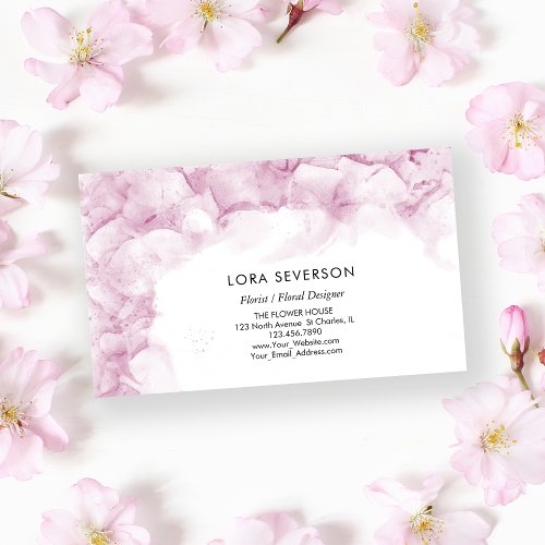Pink Hydrangea Watercolor Flowers Florist Business Card