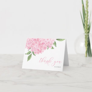 Pink Hydrangea Watercolor Flowers Thank You Card
