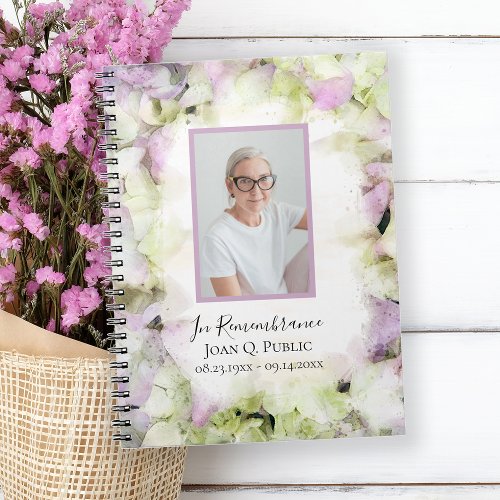 Pink Hydrangea Watercolor Funeral Guest Book