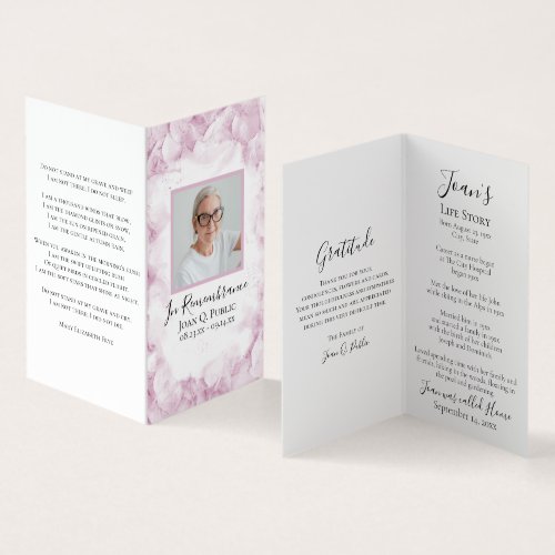 Pink Hydrangea Watercolor Funeral Memorial Prayer Business Card
