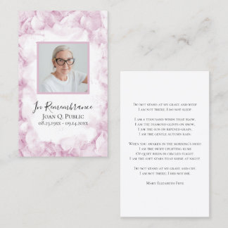 Pink Hydrangea Watercolor Funeral Memorial Prayer Business Card