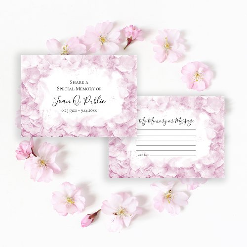 Pink Hydrangea Watercolor Share a Memory Funeral  Note Card