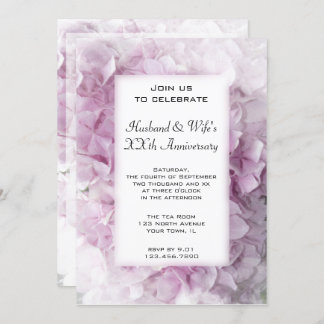 Pink Hydrangea Wedding Anniversary Party Invitation