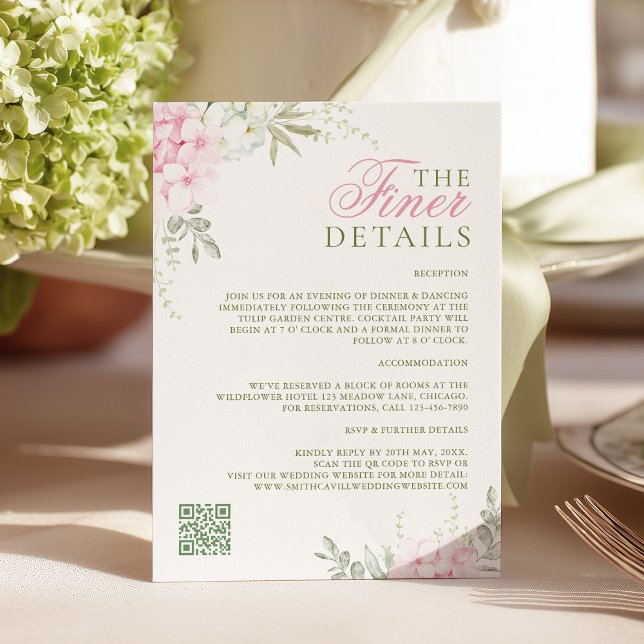 Pink Hydrangea Wedding Details Enclosure Card (Creator Uploaded)