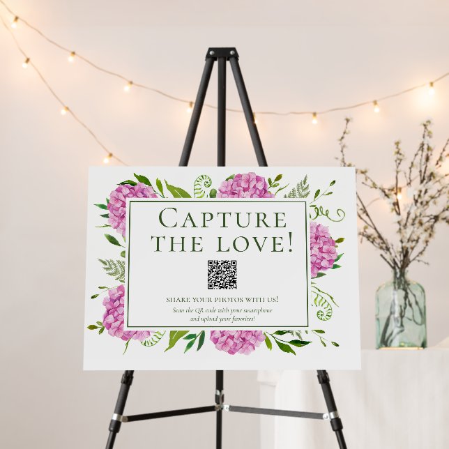 Pink Hydrangea Wedding Foam Board (In Situ (Stand))