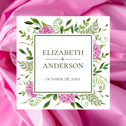 Pink Hydrangea Wedding Napkins