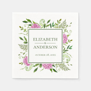 Pink Hydrangea Wedding Napkins