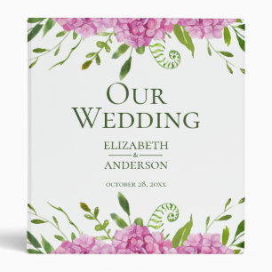 Pink Hydrangea Wedding Photo Album 3 Ring Binder