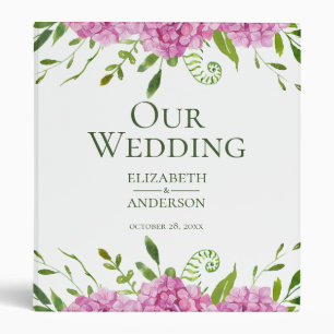 Pink Hydrangea Wedding Photo Album 3 Ring Binder