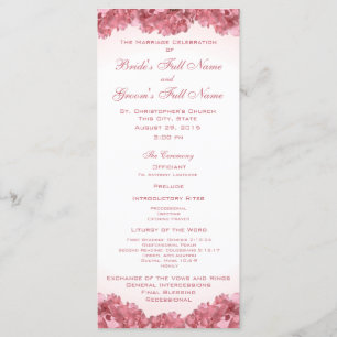 Pink Hydrangea Wedding Program