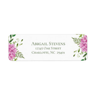 Pink Hydrangea Wedding Return Address Label