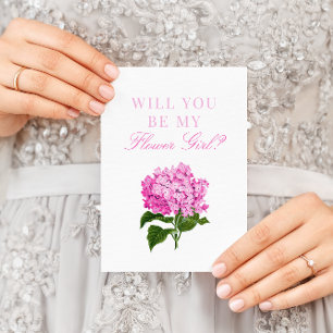 Pink Hydrangea Will You Be My Flower Girl Card