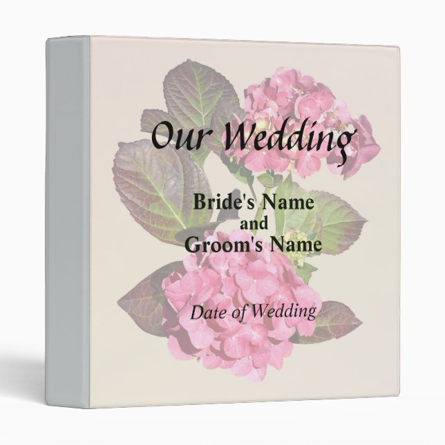 Pink Hydrangea With Leaves Wedding Products 3 Ring Binder (Front/Spine)