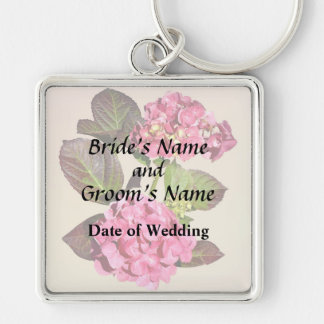 Pink Hydrangea With Leaves Wedding Products Keychain
