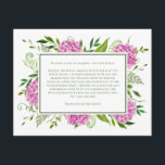 Pink Hydrangeas 80th Birthday Card Request<br><div class="desc">This 4.25" x 5.5" elegant, modern, very chic watercolor Pink Hydrangeas 80th Birthday Tribute Request Enclosure Card is perfect for requesting no gifts but instead a lovely birthday card with a cherished memory with the Birthday Girl written inside. It's stunning with multi-hued pink hydrangeas with wispy natural greenery and coordinating...</div>