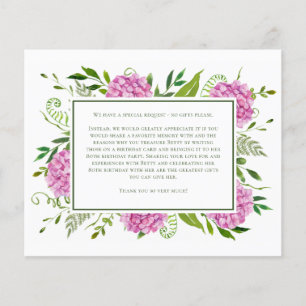 Pink Hydrangeas 80th Birthday Card Request
