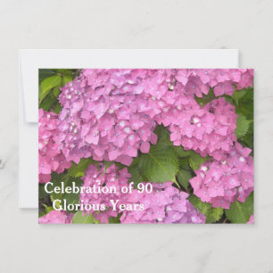 Pink Hydrangeas 90th Birthday Celebration Invitation