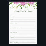Pink Hydrangeas Advice and Wishes<br><div class="desc">These beautiful pink hydrangeas Advice & Wishes sheets are perfect to have bridal shower, rehearsal dinner or wedding guests fill out for the happy couple. People will love having the prompts - they make it so easy to leave loving words of advice and well wishes. They will be treasured for...</div>