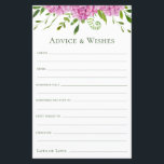 Pink Hydrangeas Advice and Wishes<br><div class="desc">These beautiful pink hydrangeas Advice & Wishes sheets are perfect to have bridal shower, rehearsal dinner or wedding guests fill out for the happy couple. People will love having the prompts - they make it so easy to leave loving words of advice and well wishes. They will be treasured for...</div>