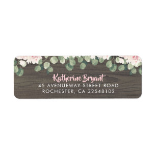 Pink Hydrangeas and Wood Baby Shower Label