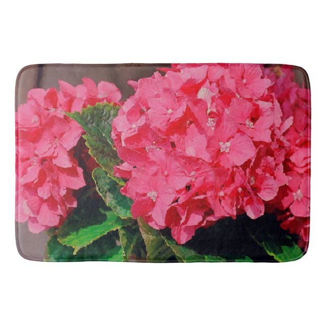 Pink Hydrangeas Bathroom Mat (Front)