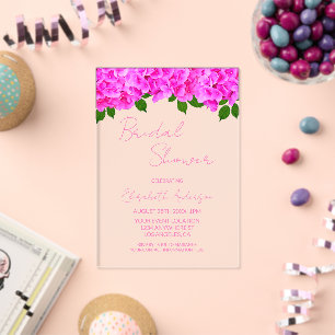 Pink Hydrangeas Bridal Shower Acrylic Invitations