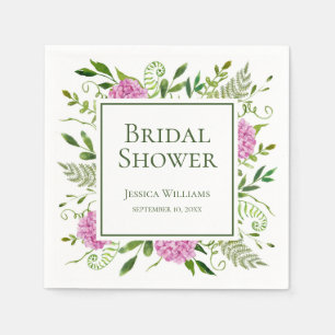 Pink Hydrangeas Bridal Shower Napkins