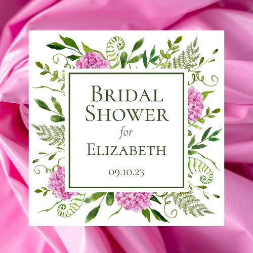 Pink Hydrangeas Bridal Shower Paper Dinner Napkins